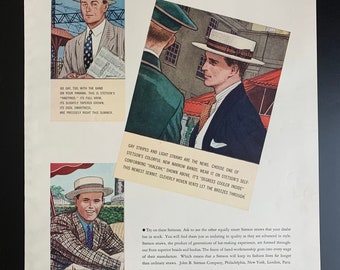 Pubblicità stampata originale dei cappelli Stetson vintage del 1938