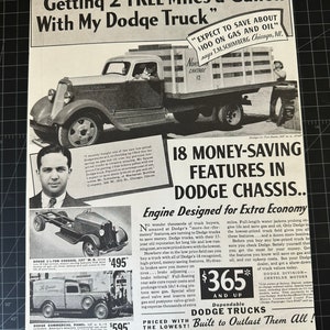 Vintage 1935 Camion Dodge Publicité imprimée