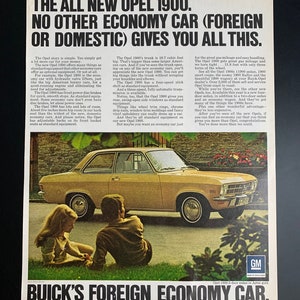 Vintage 1970 buick opel 1900 print advertisement
