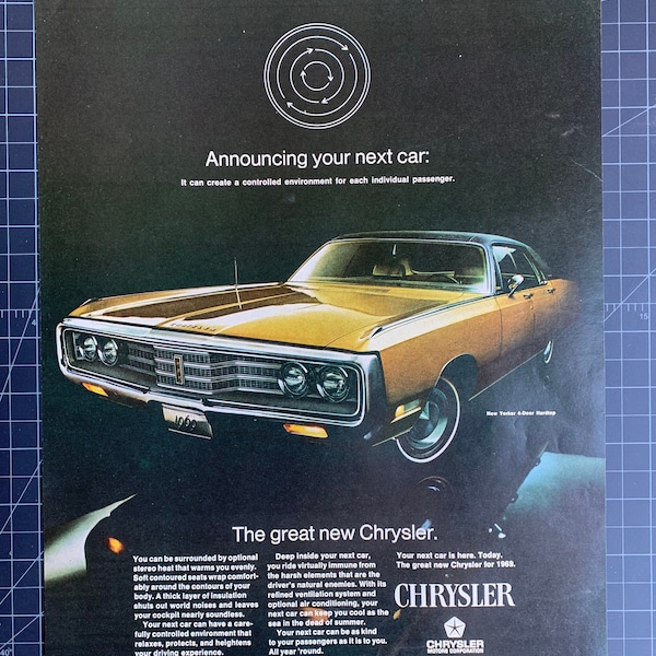 Vintage 1968 chrysler new yorker 4-door hardtop print ad