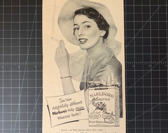 Vintage 1940s marlboro cigarettes print ad