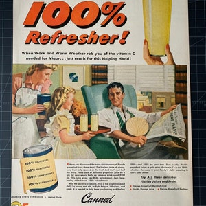 Vintage 1946 florida grapefruit juice print advertisement