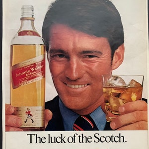 Vintage 1960s Johnnie Walker Red Label Whiskey Print advertisement