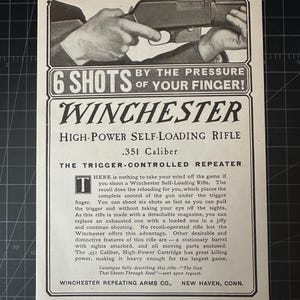 Antyczny karabin Winchester .351 Calibre z lat 1910. w druku