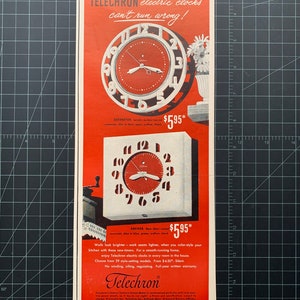 Vintage 1950 Telechron Clocks Print advertisement retro gift decor