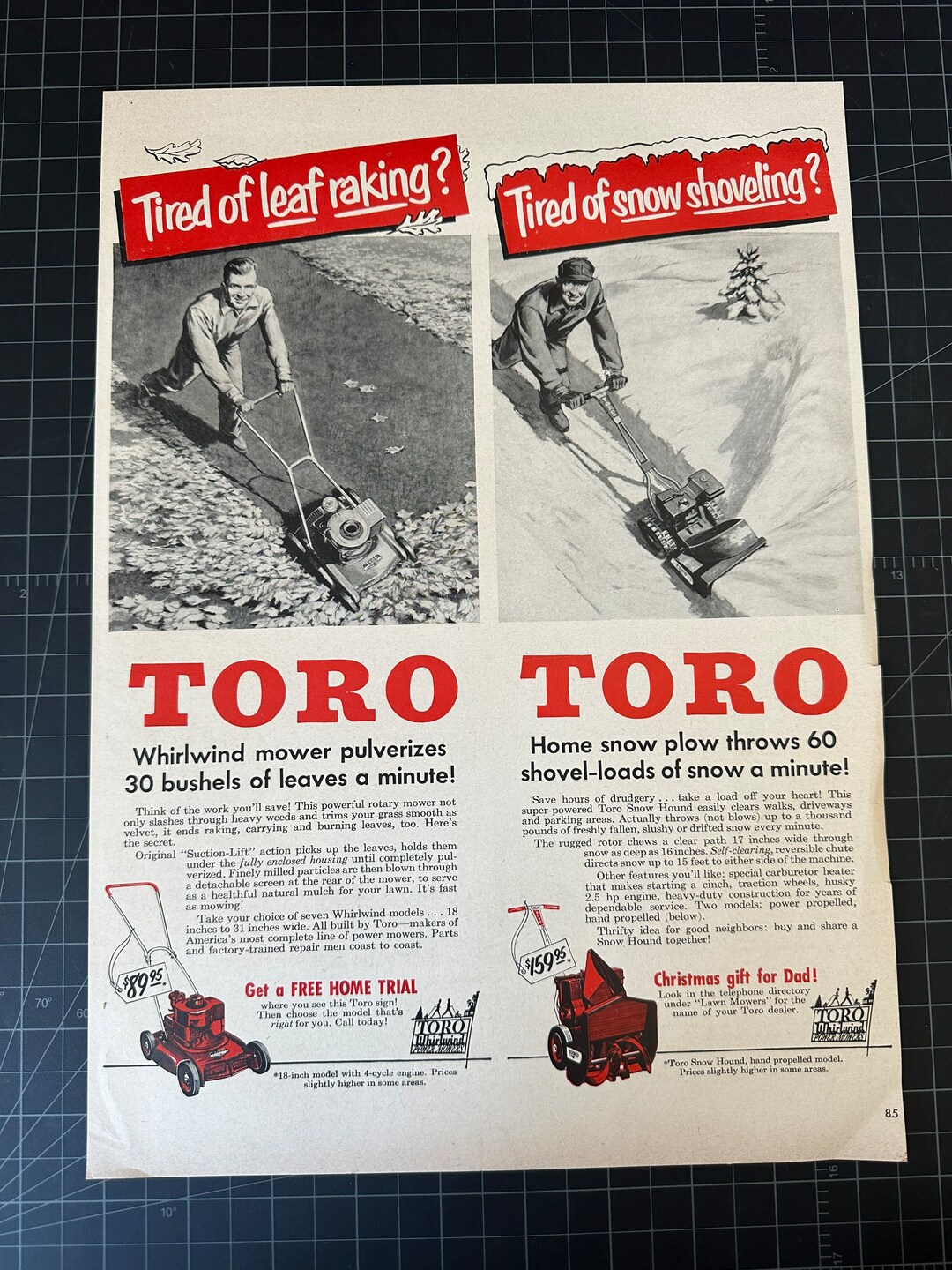 Vintage 1950s Toro Lawn Mower Print Ad Etsy