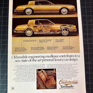 Vintage 1979 Oldsmobile Toronado Automobile Print Ad