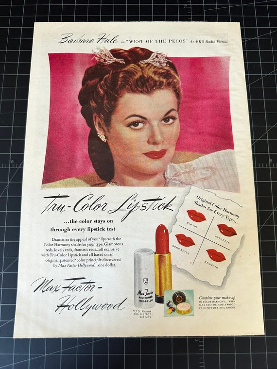 Vintage 1940s Max Factor Cosmetics Original Print Ad - Barbara
