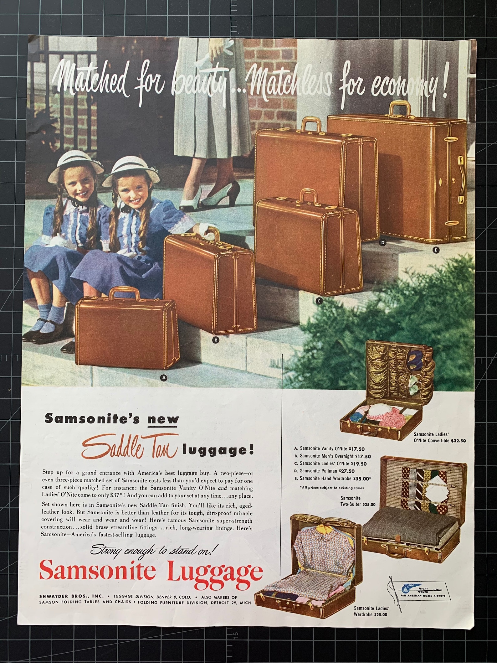 Vintage 1949 Samsonite Luggage Print Ad Etsy