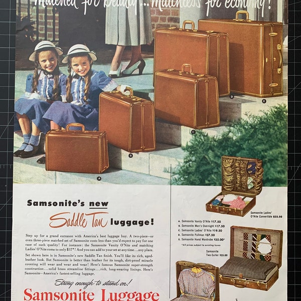 Vintage 1949 Samsonite Luggage Print Ad