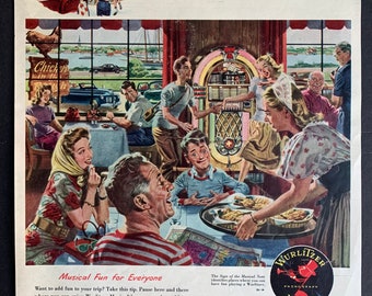 Vintage 1947 Wurlitzer Juke Boxes Print Ad