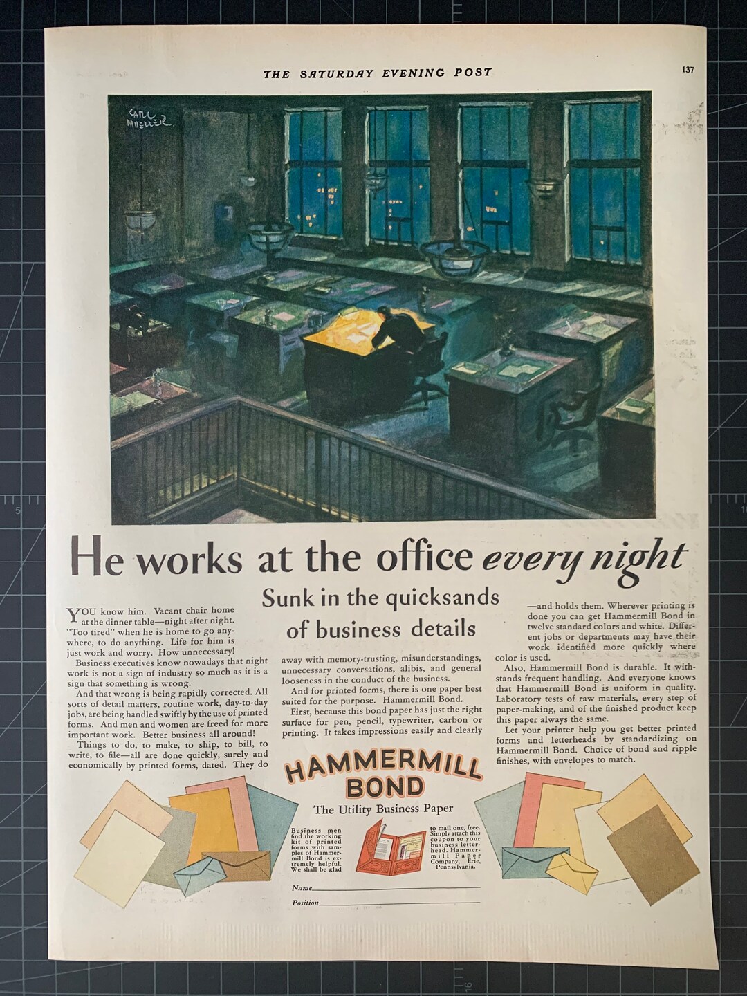 Vintage 1928 Hammermill Bond Paper Print Ad Etsy