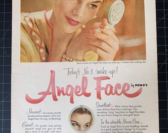 Vintage 1957 pond’s angel face cosmetics print ad