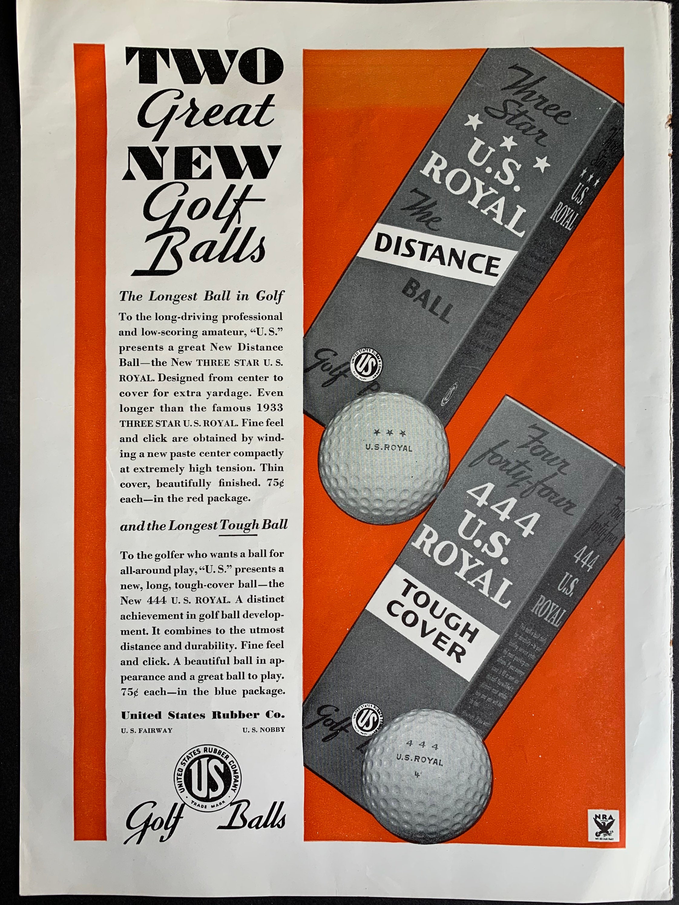 Vintage 1930s U.S. Royal Golf Balls Print Ad Etsy UK