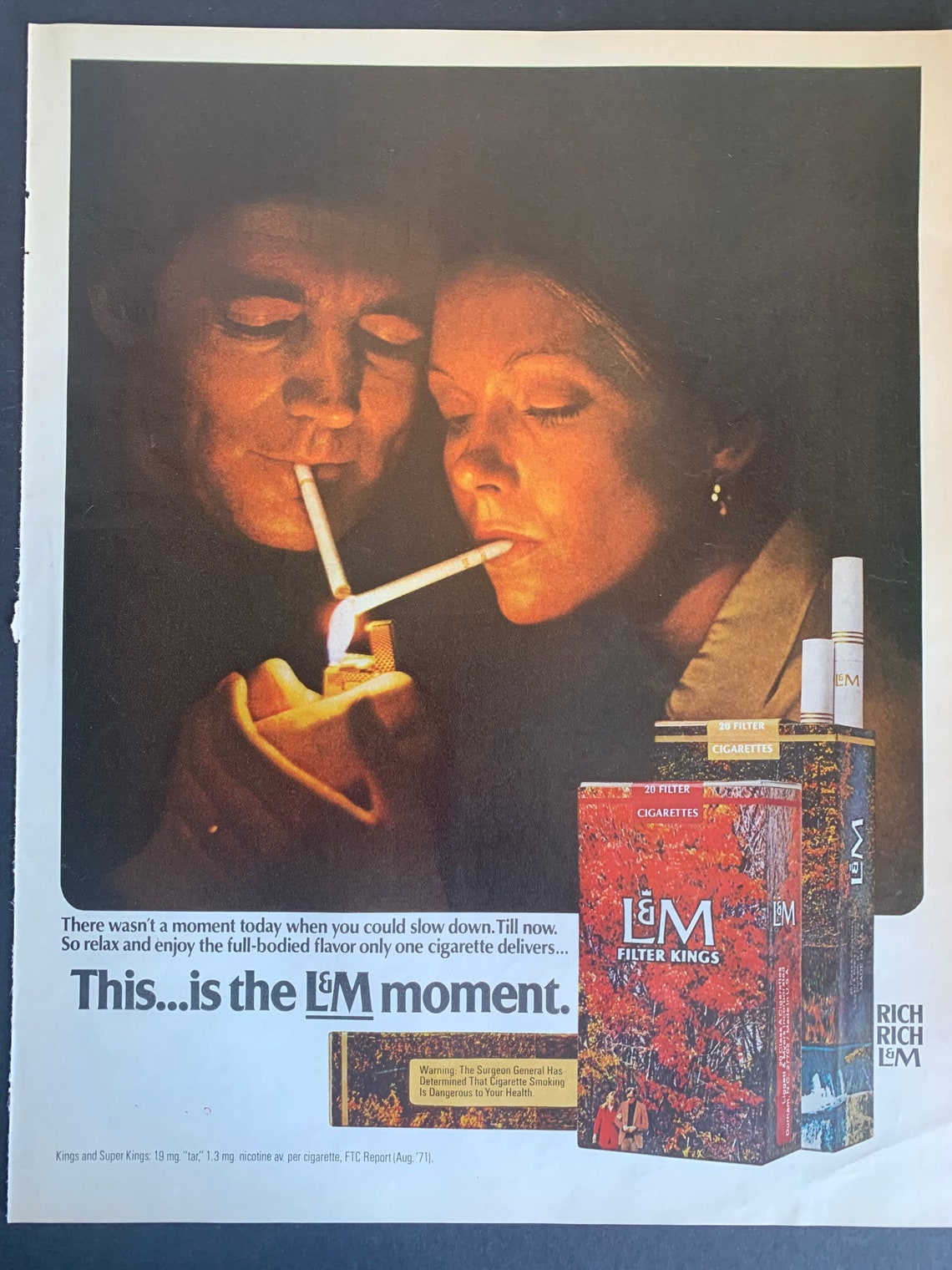 Vintage 1971 L&M Cigarettes Ad Etsy