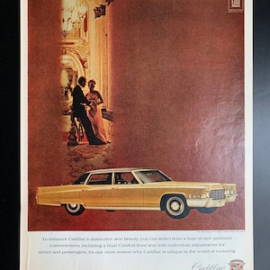 Vintage 1969 cadillac fleetwood brougham print advertisement