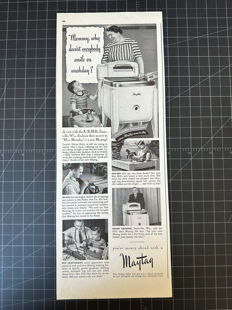 Vintage 1941 Maytag Washer Print Ad - Etsy