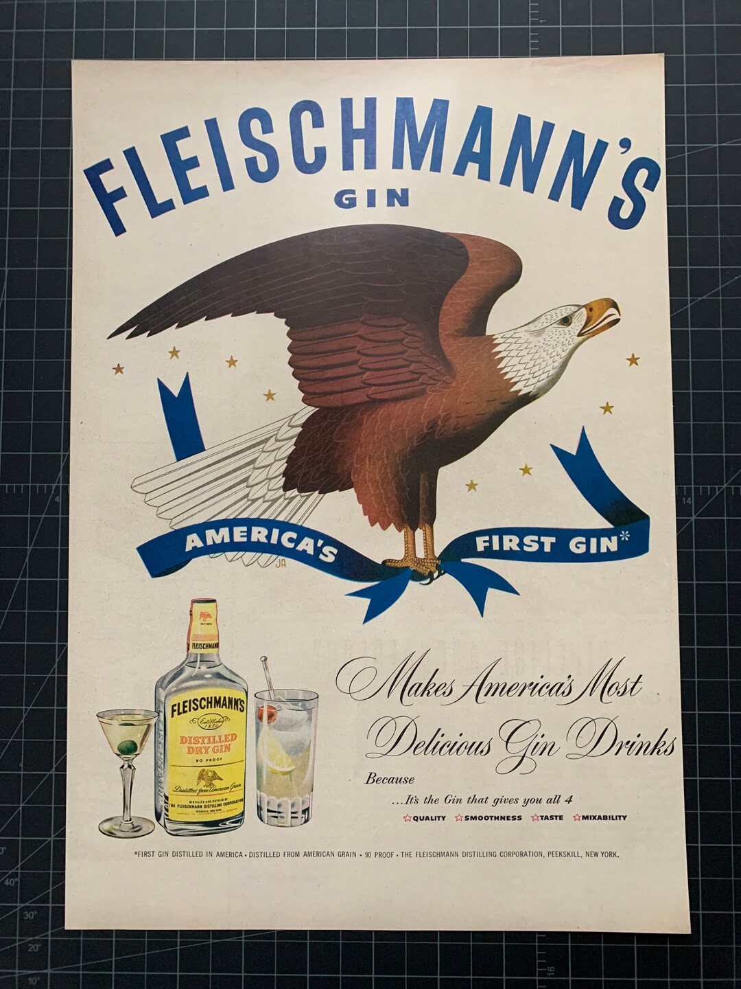 Vintage 1950 Fleischmanns Gin Print Ad Etsy