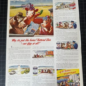 Vintage 1941 borden’s milk elsie print advertisement