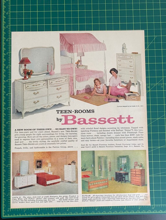 Vintage 1962 Bassett Furniture Teen Rooms Print Ad Etsy