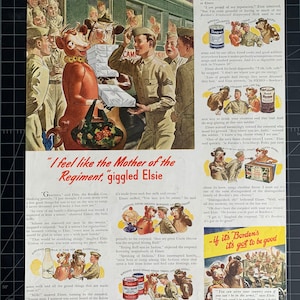 Vintage 1942 borden’s milk elsie ww2 print advertisement