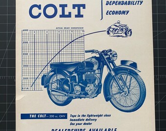 Vintage 1954 Ariel Colt Motorcycle Print Ad – Classic 50s Motorbike Advertising