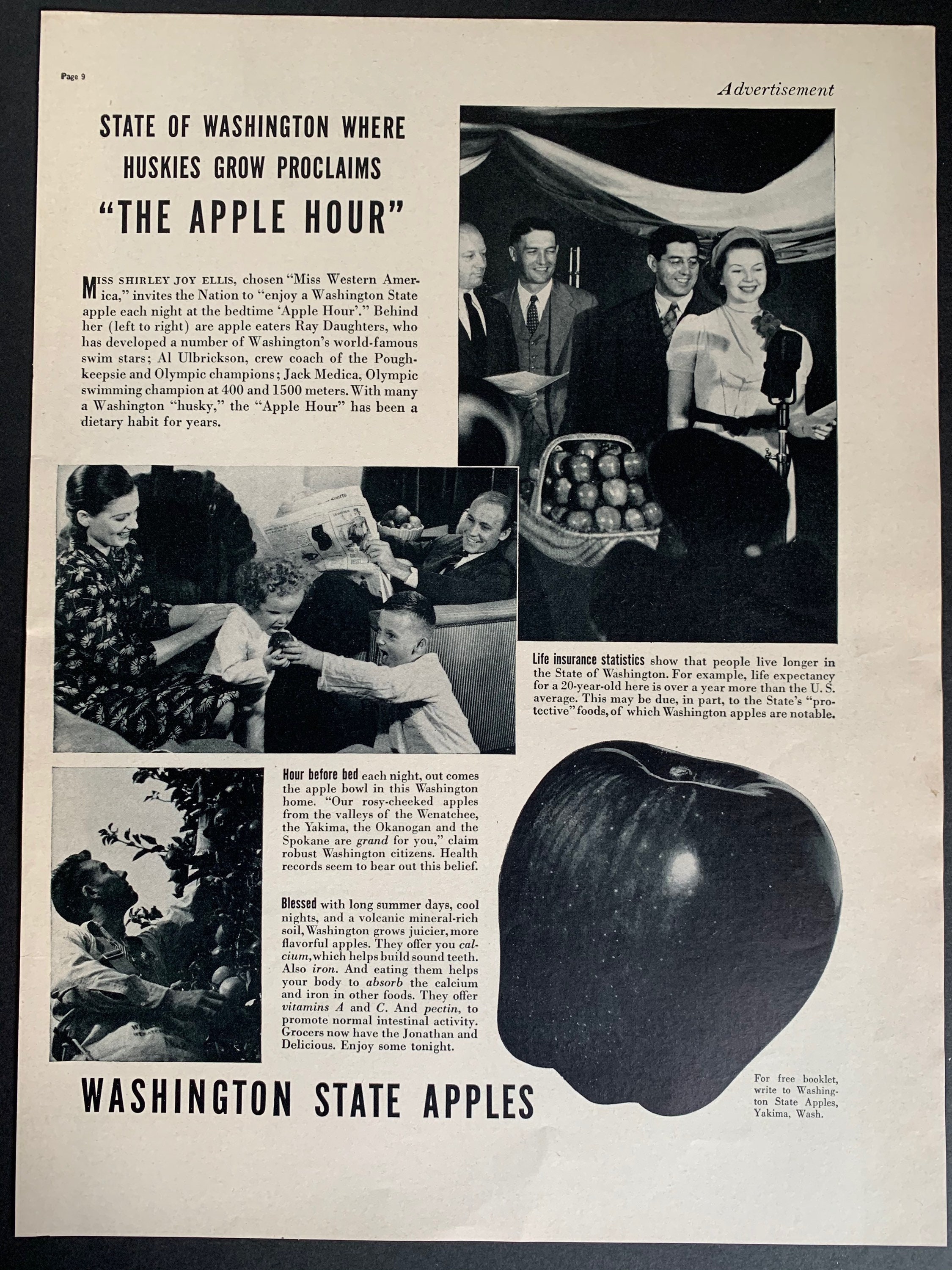 Vintage 1939 Washington State Apple Commission Print Ad Etsy UK