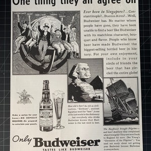 Vintage 1936 budweiser beer print advertisement