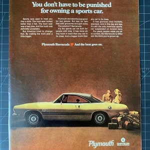 Vintage 1960s plymouth barracuda print advertisement
