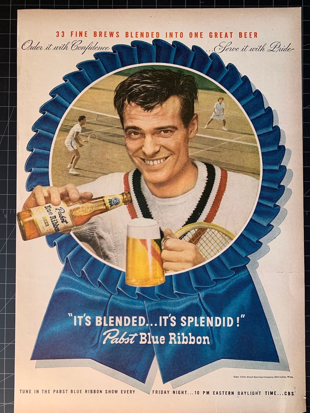 Vintage 1946 Pabst Blue Ribbon Beer Print Ad Etsy