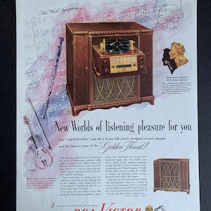 Vintage 1947 RCA Victor FM Radio Print advertisement