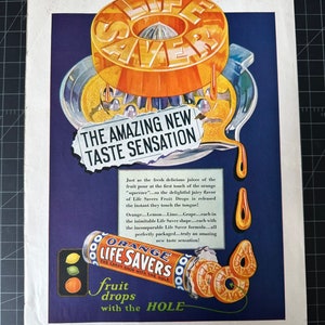 Rare vintage 1930 life savers candy print advertisement