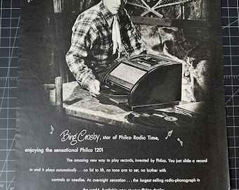 Vintage 1940er Jahre Philco Radio Print Ad - Bing Crosby