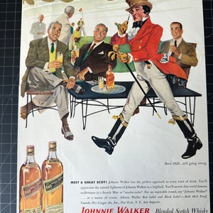Vintage 1950s Johnnie Walker Whiskey Print advertisement