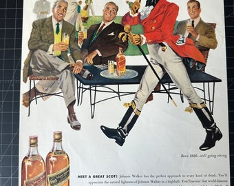 Anuncio original del whisky Johnnie Walker vintage de los años 50