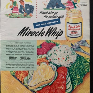 Vintage Kraft Miracle Whip Salad Dressing Jar With Lid & Label 48 oz. 1 1/2  qt.