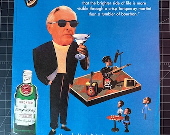Vintage 1990s Tanqueray Gin Original Advertisement