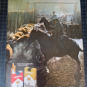 Vintage 1960s marlboro cigarettes print advertisement