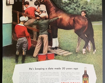 Vintage 1938 four roses whiskey print advertisement