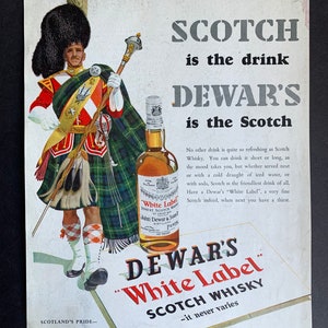 Vintage 1940s Dewar’s Scotch Whiskey Print advertisement