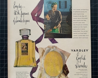 1950 Yardley English Lavender Fragrance Magazine Ad • Vintage Beauty Print • Original 1950s Advertising