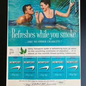 Vintage 1960 newport cigarettes print advertisement