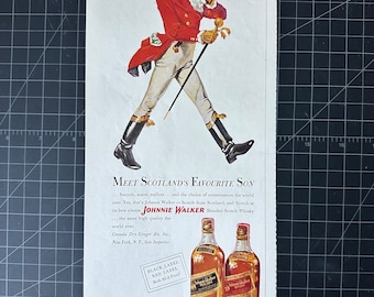 Vintage jaren 1950 Johnnie Walker Whisky Print Advertentie