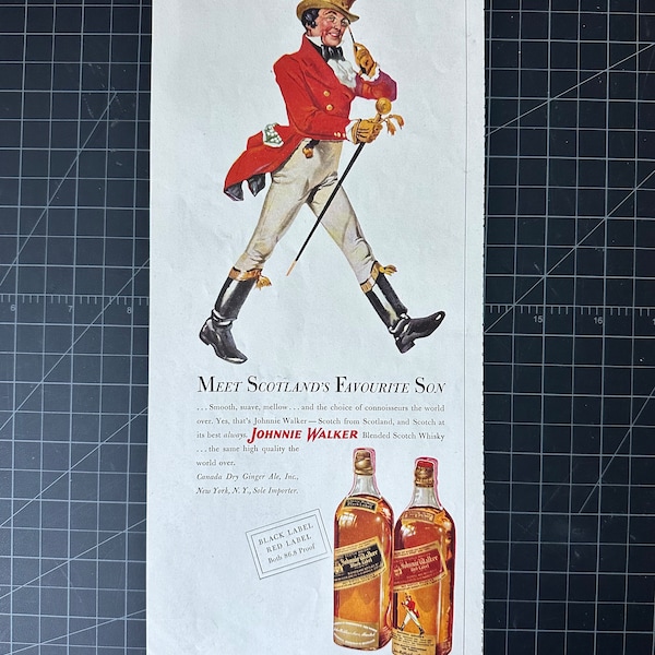 Vintage 1950s Johnnie Walker Whiskey Print Ad