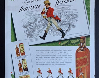 Jahrgang 1938 Johnnie Walker Whisky Original Print Ad - Weihnachten