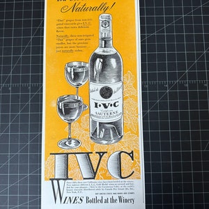 Vintage 1940s IVC Wine Print advertisement