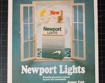 Vintage 1977 Newport Lights Cigarettes Print advertisement