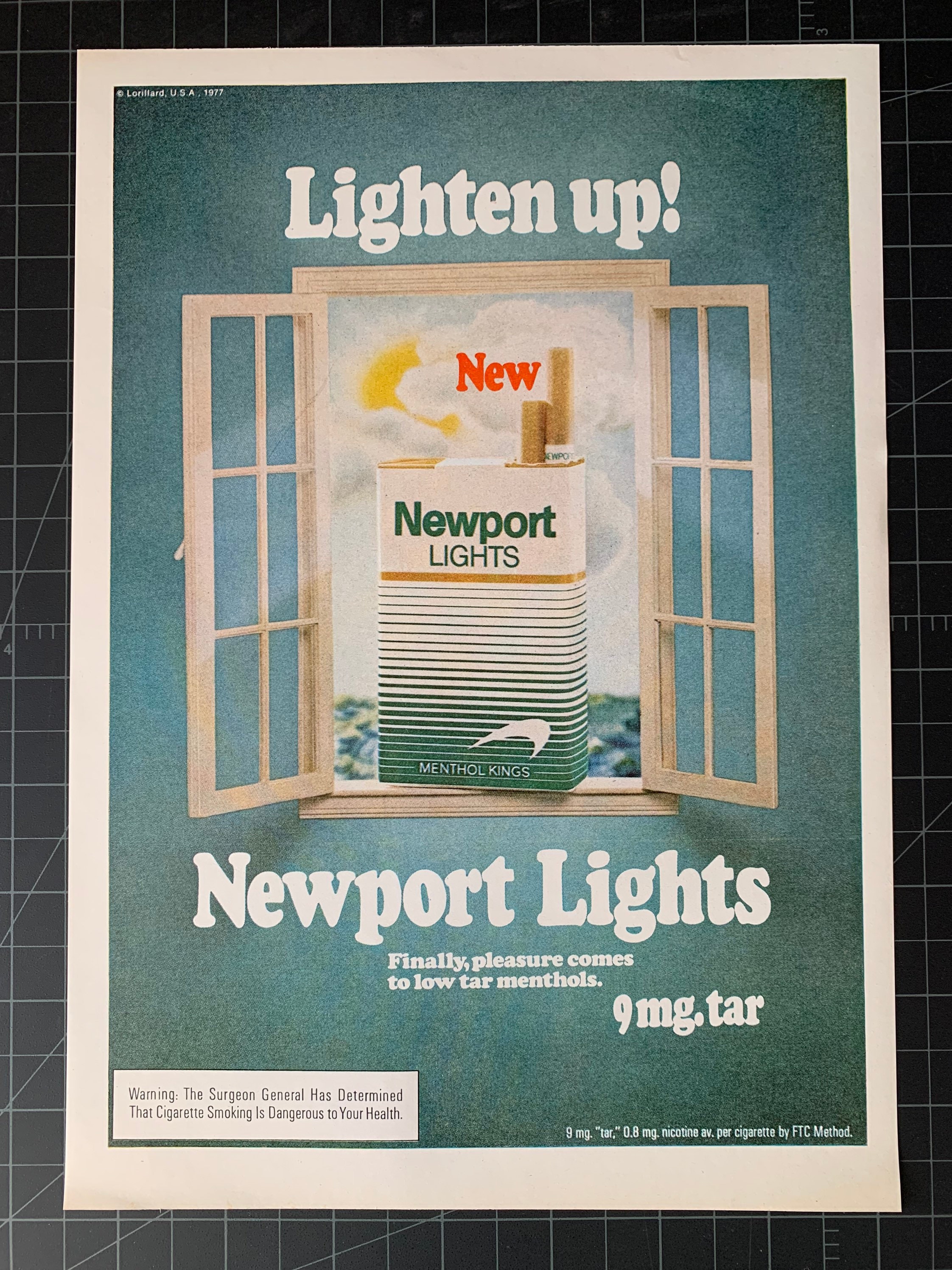 Vintage 1977 Newport Lights Cigarettes Print Advertisement