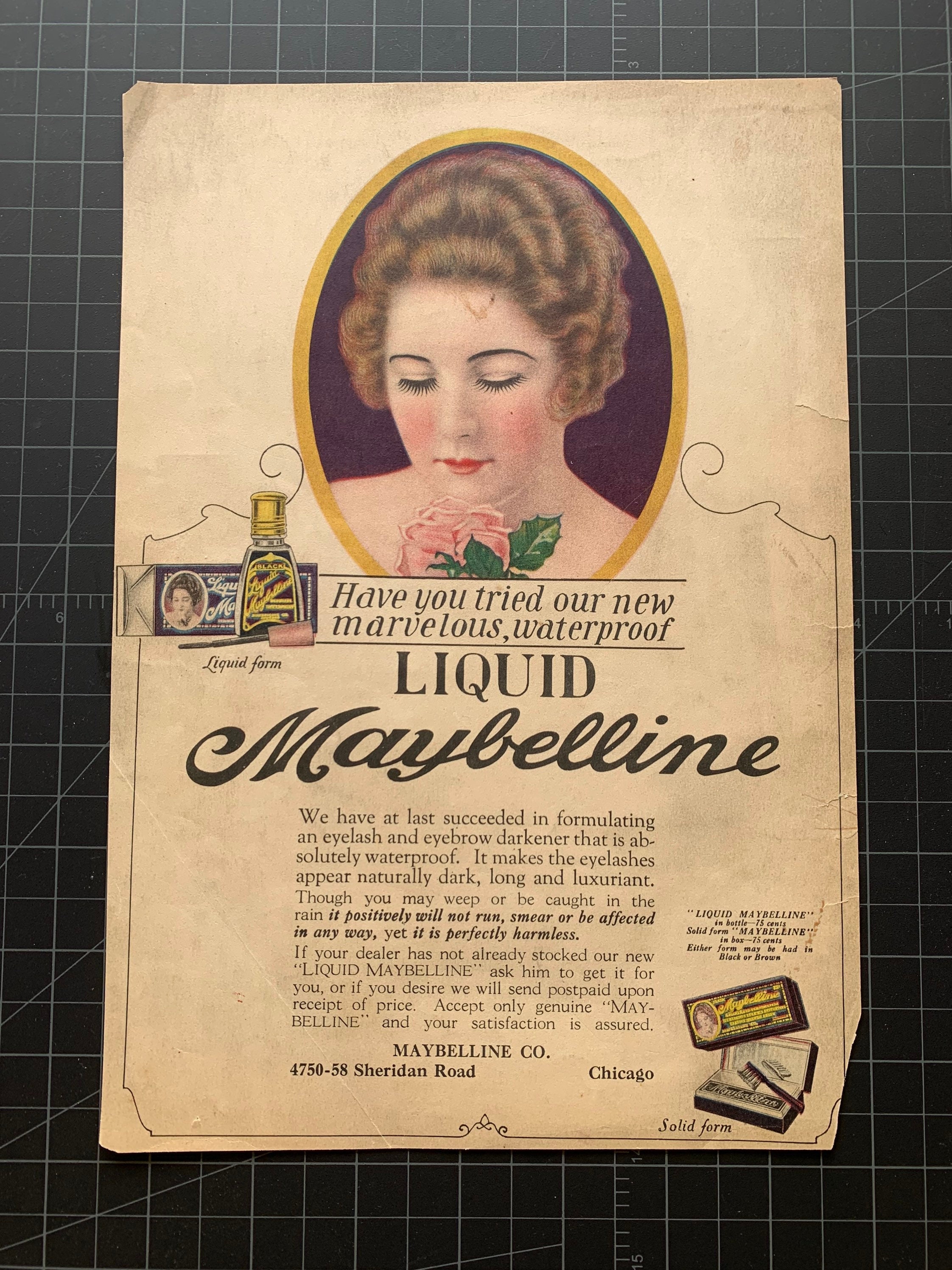 Rare Vintage 1926 Maybelline Cosmetics Mascara Print Ad 