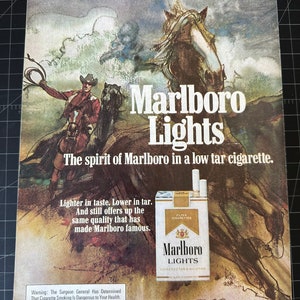 Vintage 1976 marlboro lights cigarettes printvintage